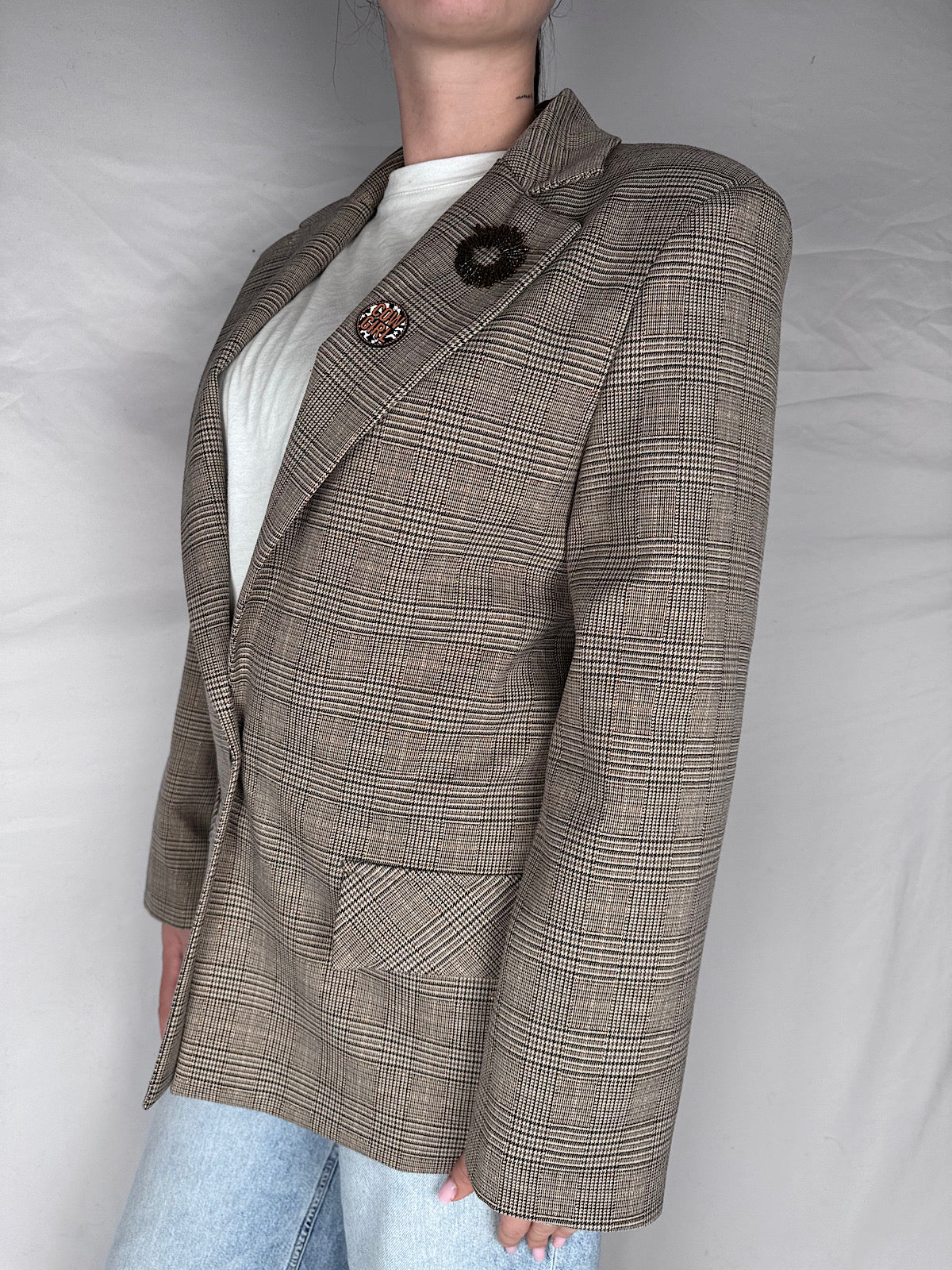 Giacca Pied De Poule Vicolo Beige/Moro