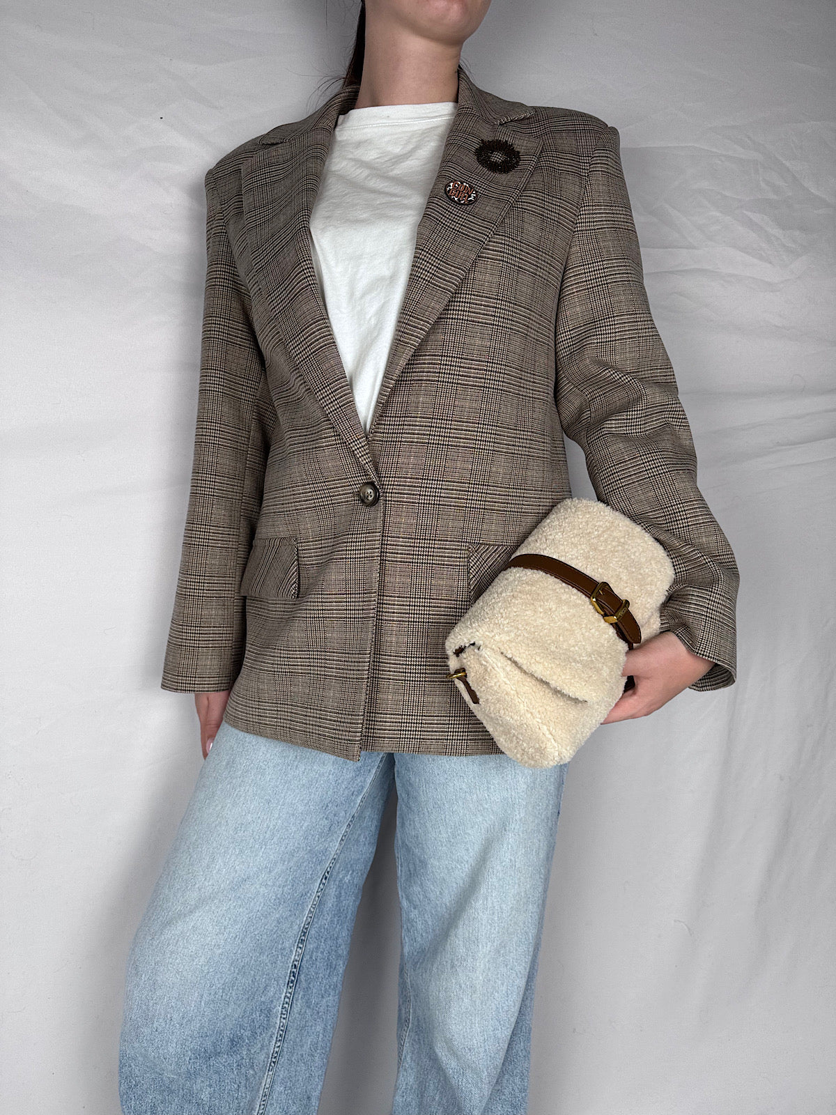 Giacca Pied De Poule Vicolo Beige/Moro
