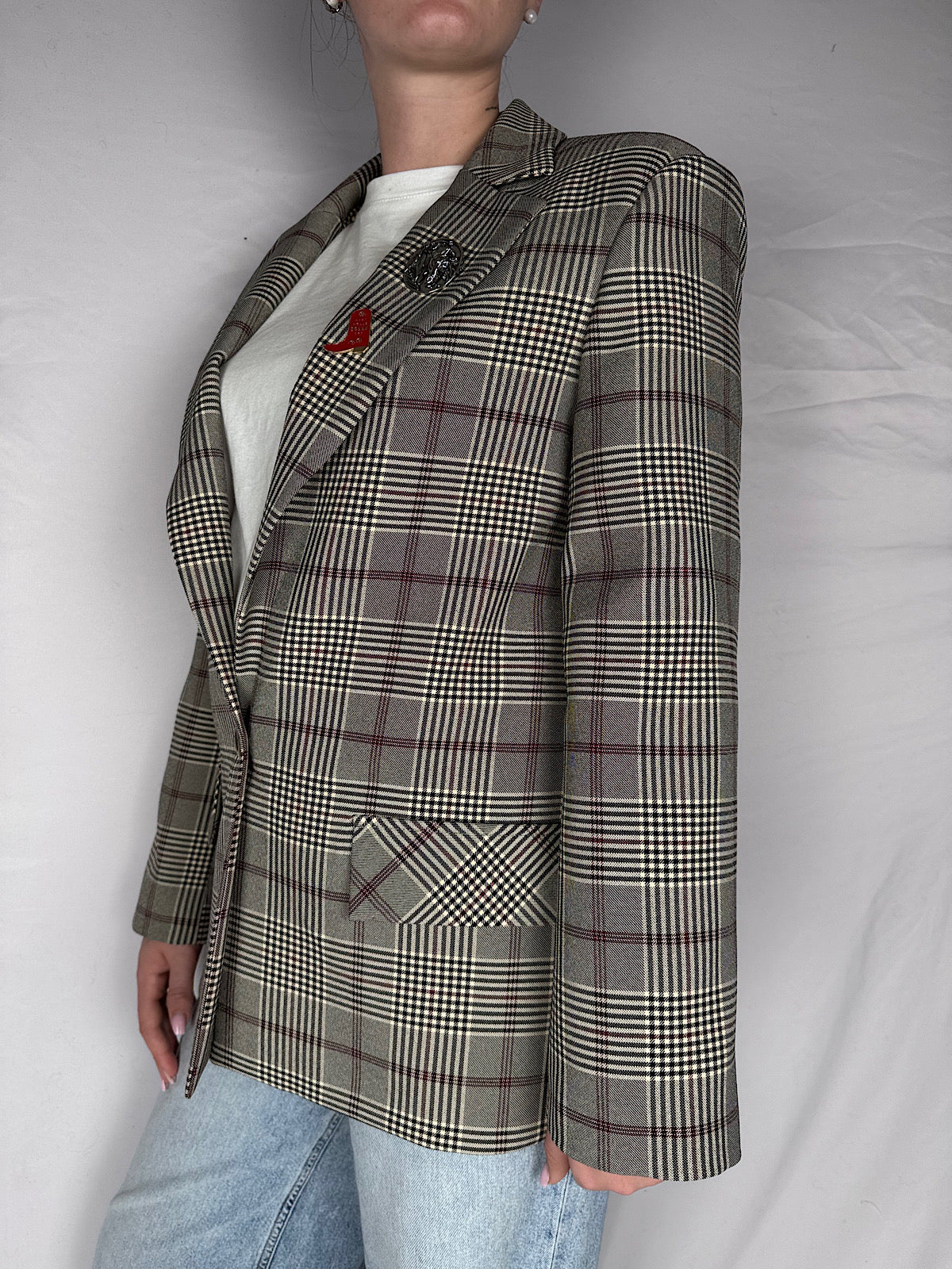 Giacca Principe di Galles Vicolo Beige/Bordeaux