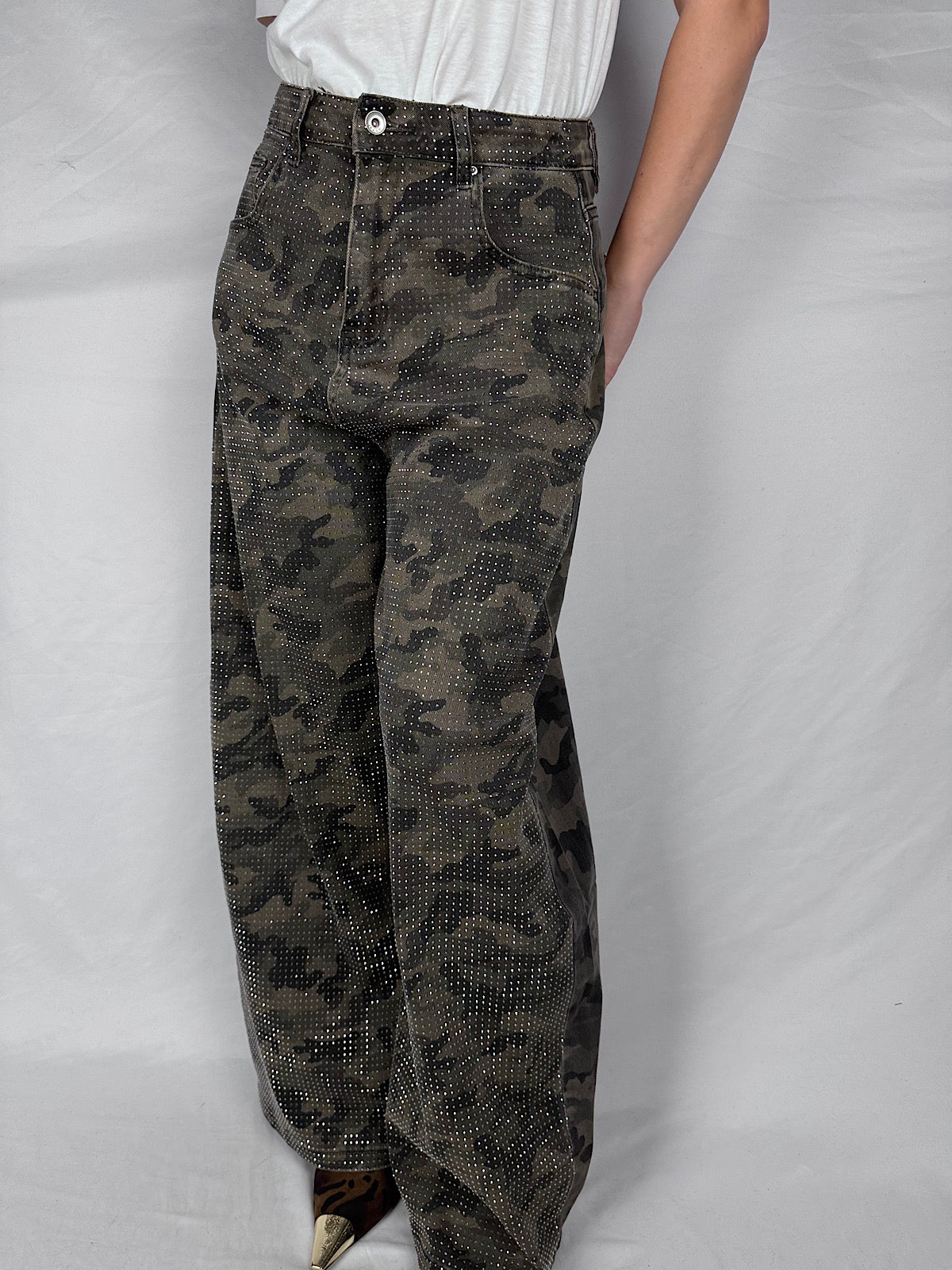 Jeans Camouflage Con Strass Armonia Militare