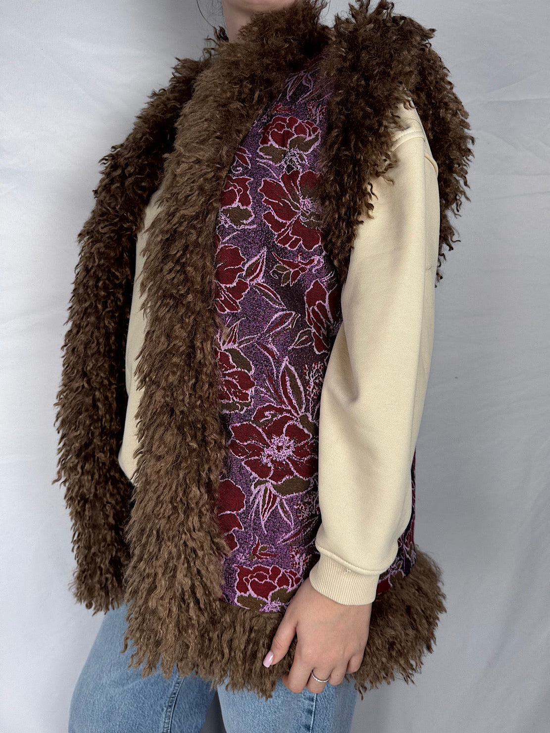 Gilet Reversibile Mongolia Lumina Fantasia Floreale Viola