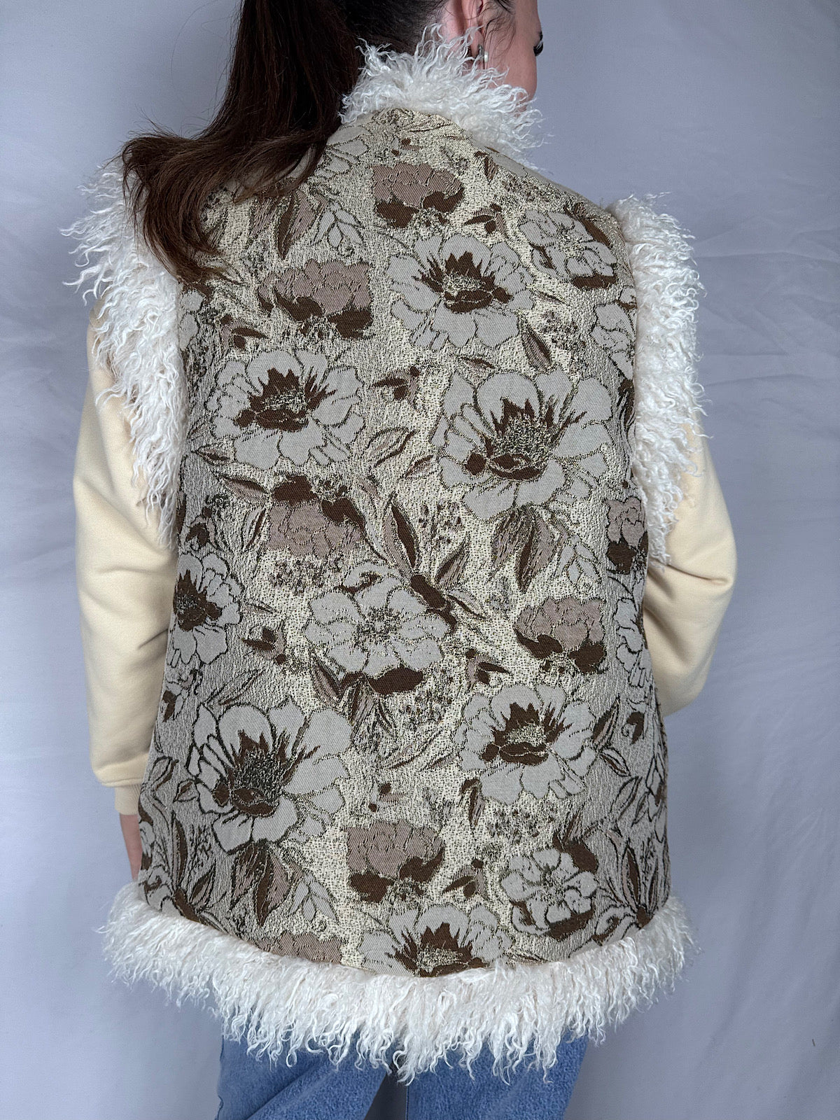 Gilet Reversibile Mongolia Lumina Fantasia Floreale Beige