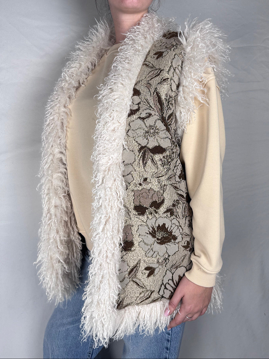 Gilet Reversibile Mongolia Lumina Fantasia Floreale Beige