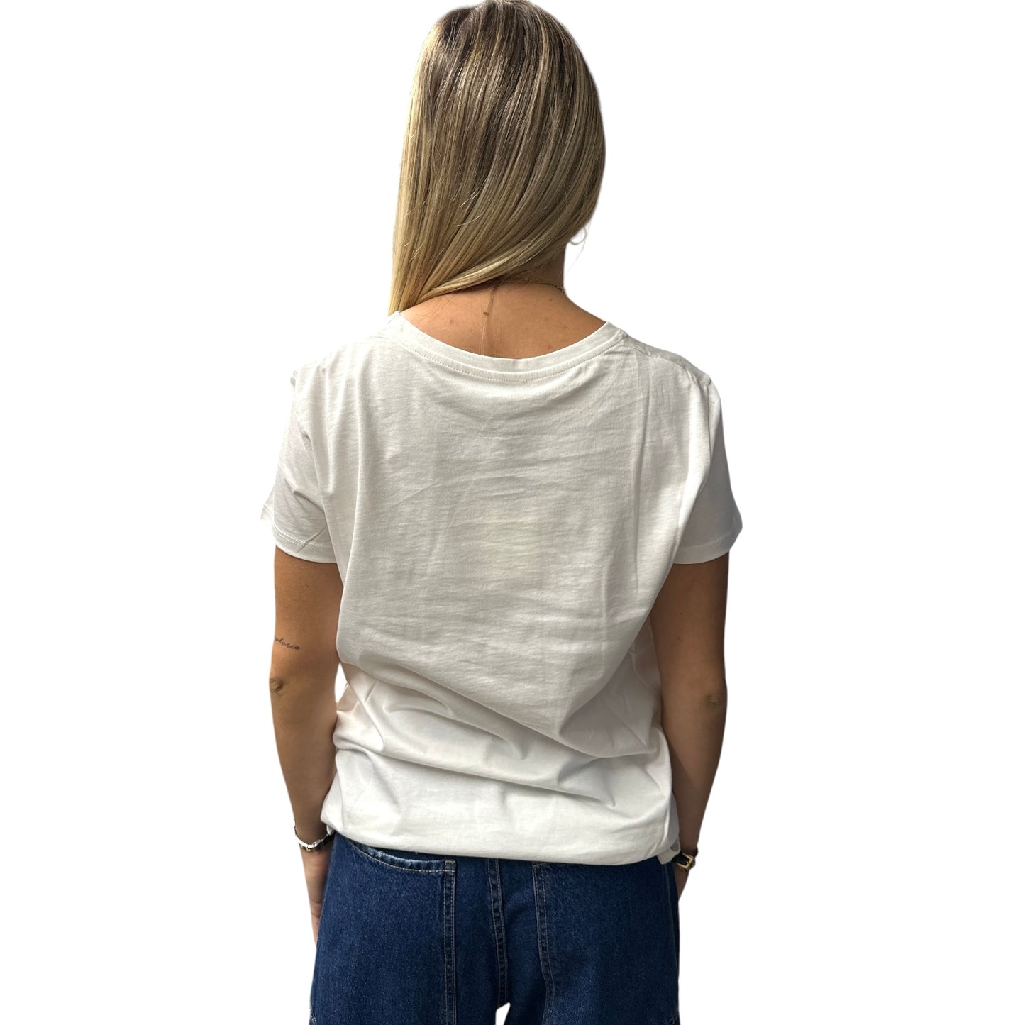 T Shirt Stampa Bassotto Verde E Bianca