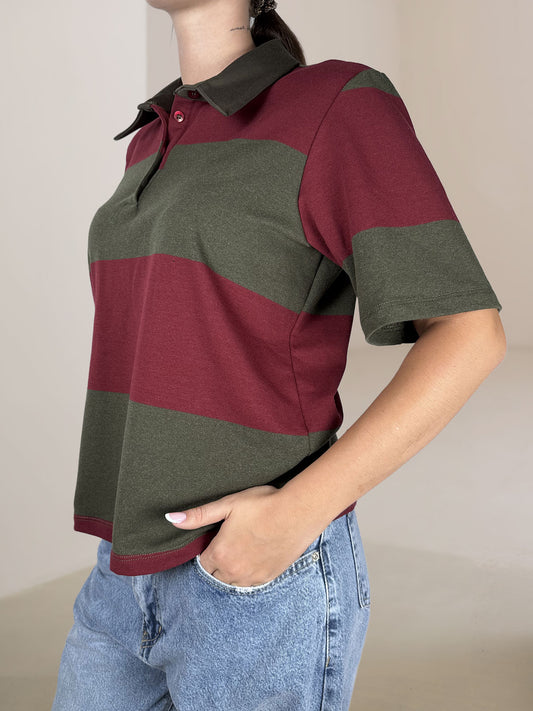 Polo Righe Vicolo Bordeaux/Military