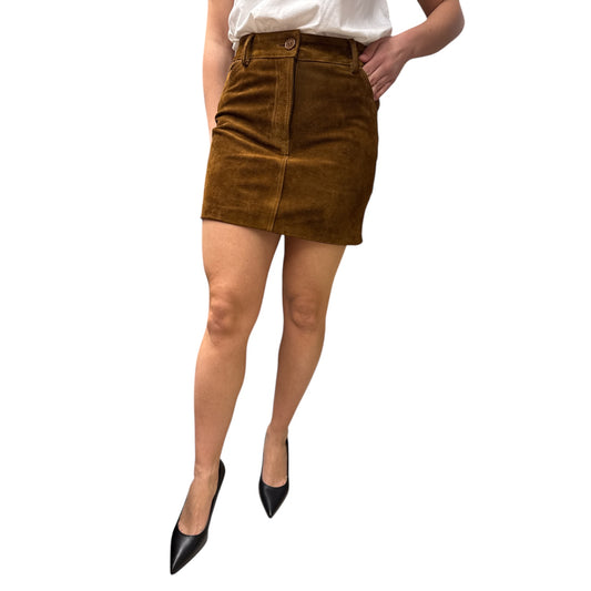Gonna Mini In Vera Pelle Cognac