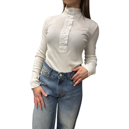 T-shirt Serafino Collo Alto Bianca