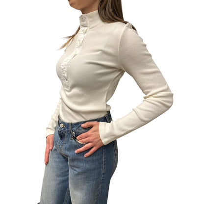 T-shirt Serafino Collo Alto Bianca