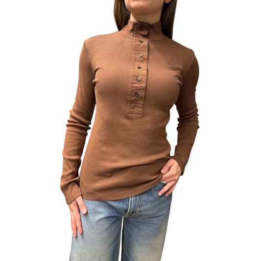 T-shirt Serafino Collo Alto Tabacco