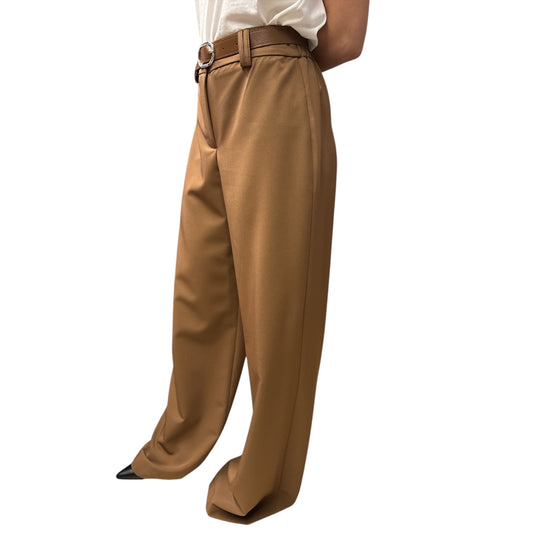 Pantalone Palazzo Con Cintura Marrone