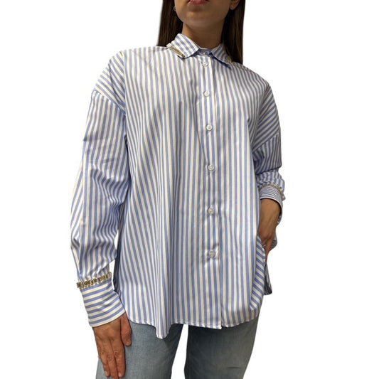 Camicia A Righe Con Dettagli Gioiello