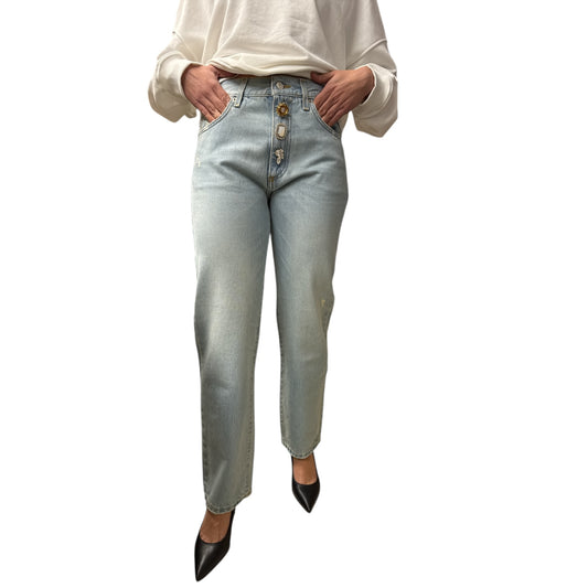 Jeans Zoe Bottoni Gioiello Chiaro