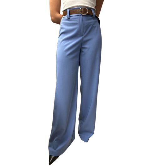 Pantalone Palazzo Con Cintura Azzurro