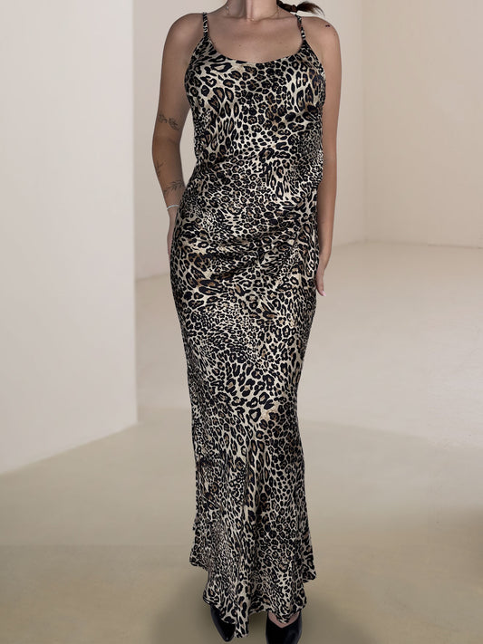 Abito Lungo Animalier Susy Mix Nero