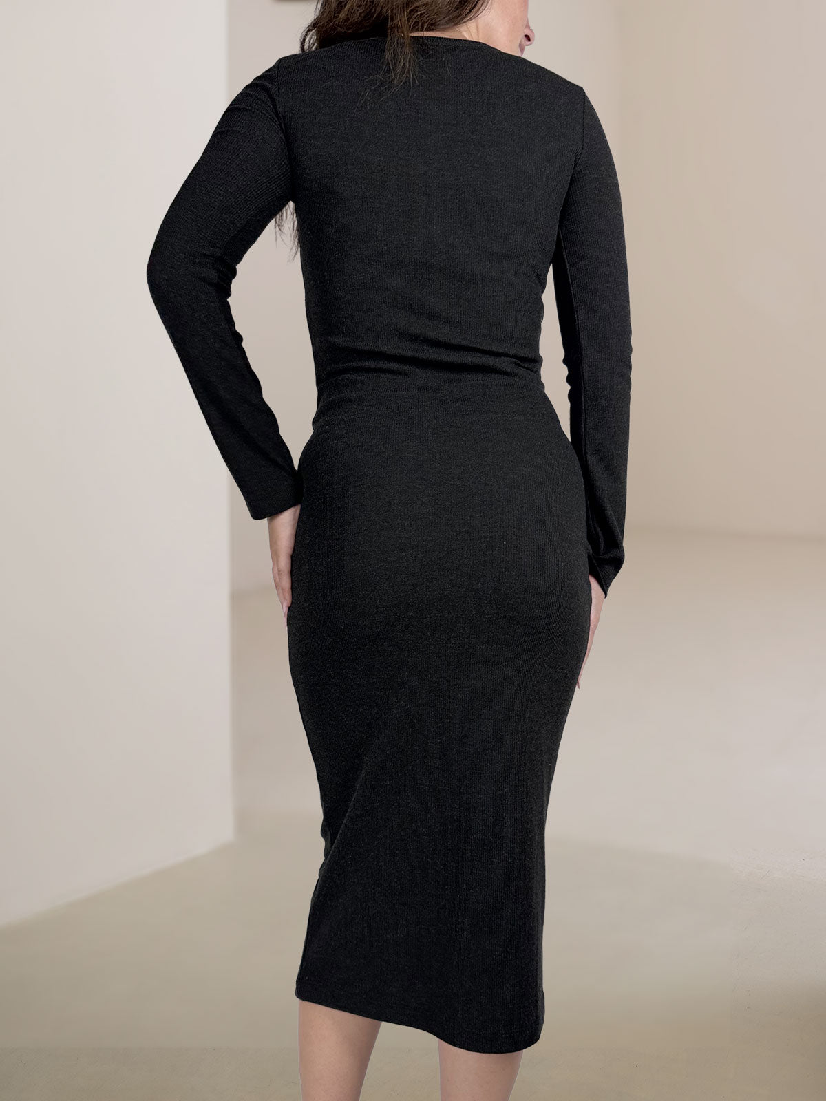 Abito Manica Lunga Costine Cotone Vicolo Nero
