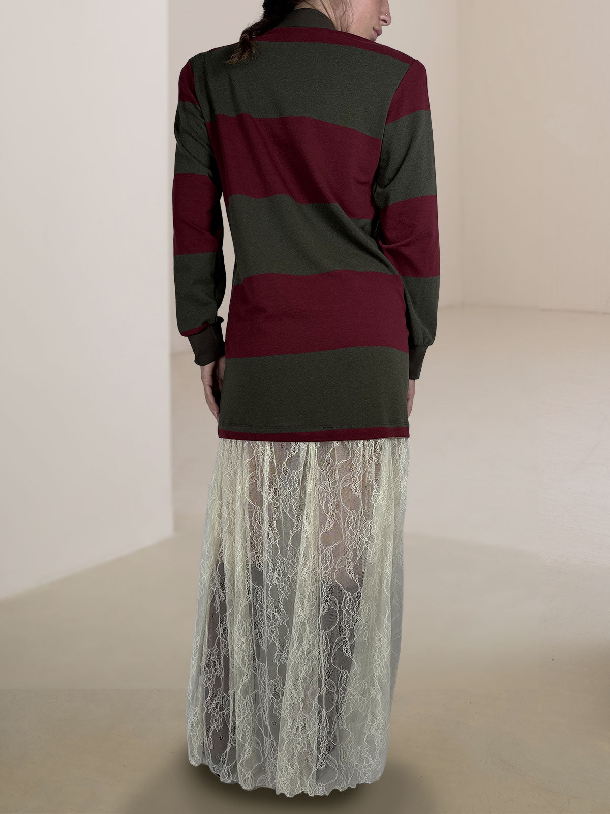 Abito Combinato Felpa/Pizzo Vicolo Bordeaux-Military