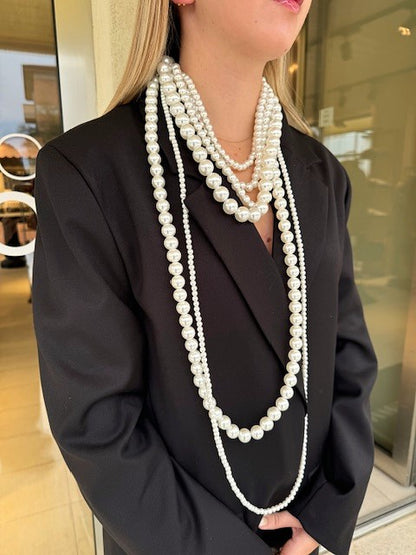 Collana in Perle Bianche Lunga Abbigliamento Armonia