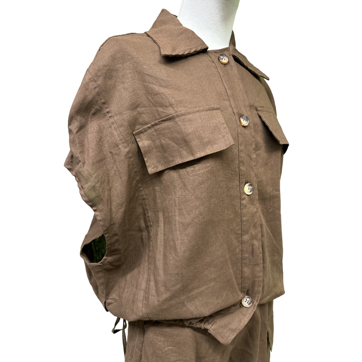 Camicia Spalla Scesa In Lino E Viscosa