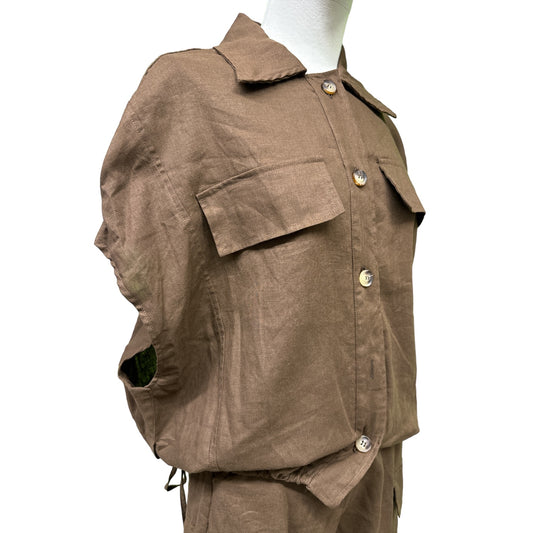 Camicia Spalla Scesa In Lino E Viscosa