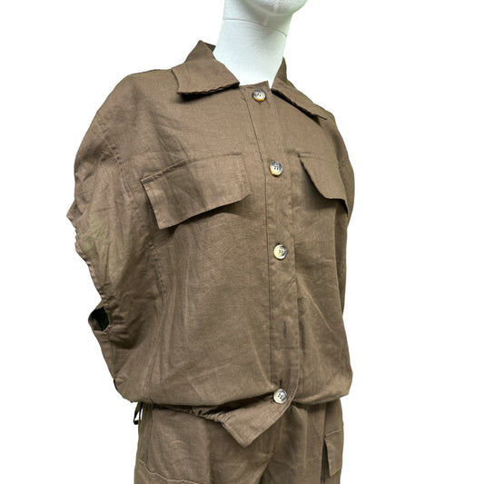 Camicia Spalla Scesa In Lino E Viscosa