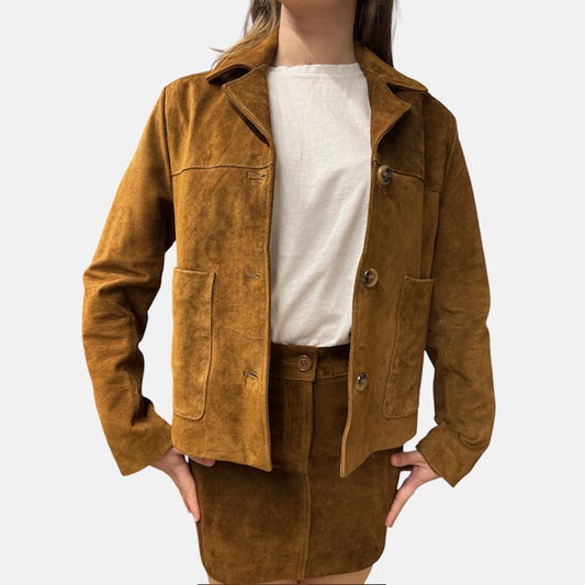 Giacca Corta In Pelle Cognac