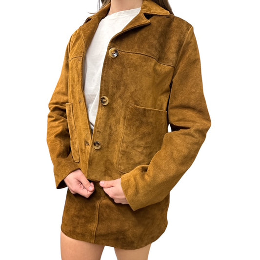 Giacca Corta In Pelle Cognac