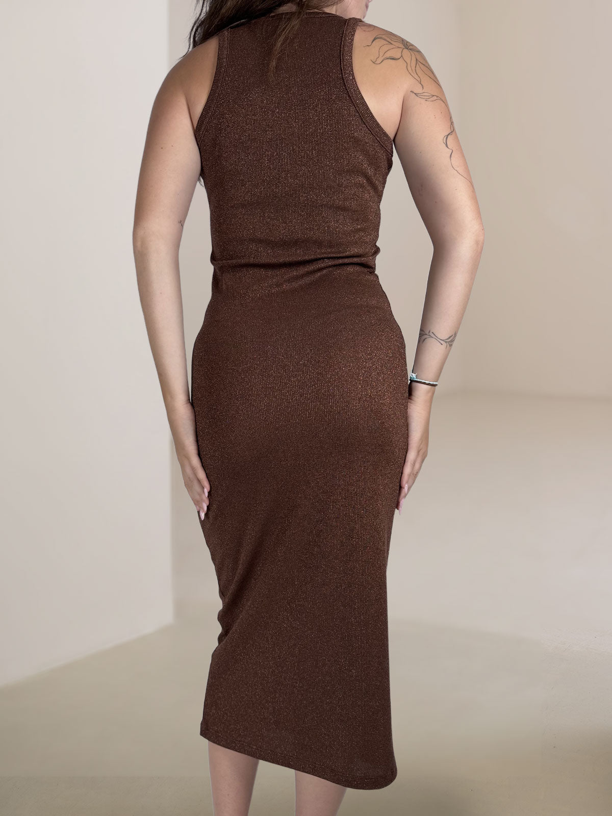 Abito Costina Lurex Vicolo Marrone Melange