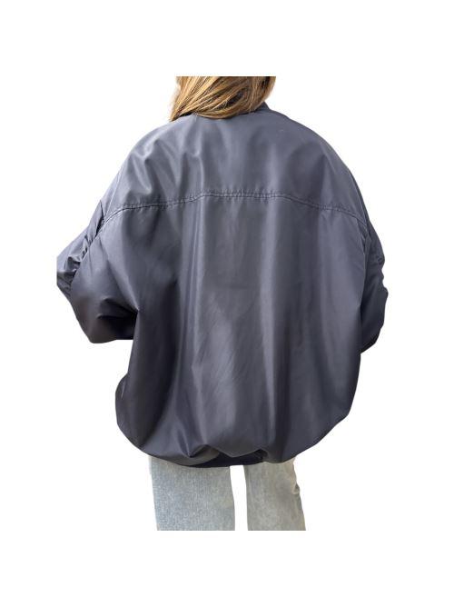 giacca bomber con maniche arricciate  blu TD0483 BLU NAVY vicolo 