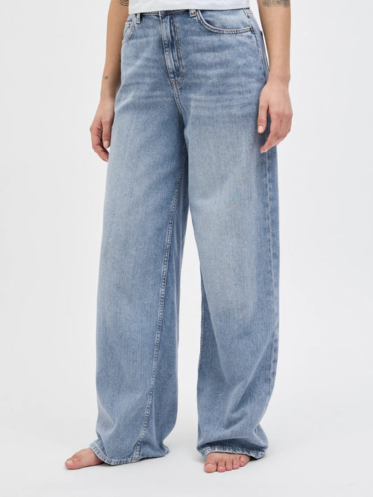 Jeans Wide High Waist Denim Chiaro
