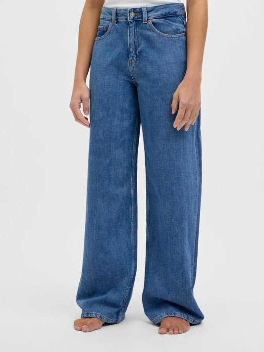 Jeans Wide High Waist Denim Medio