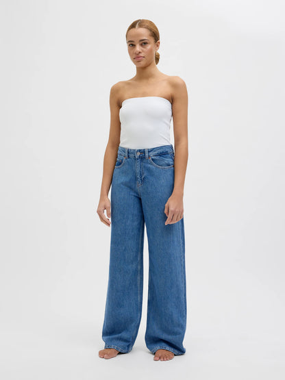 Jeans Wide High Waist Denim Medio