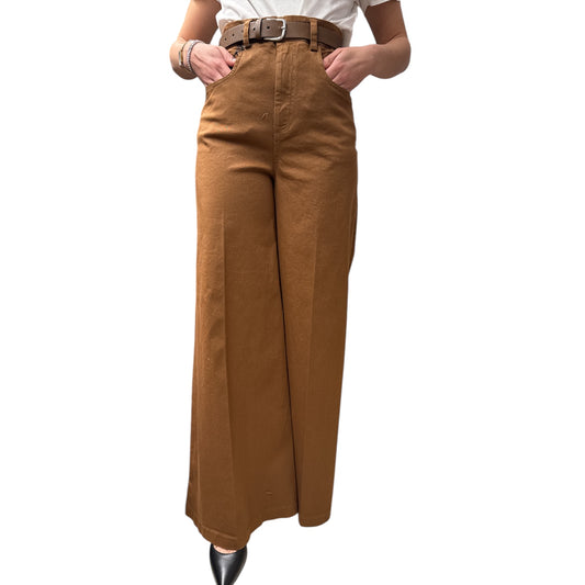 Pantalone Palazzo Con Cintura Tabacco