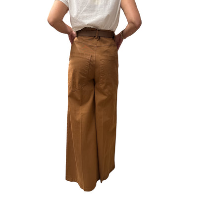 Pantalone Palazzo Con Cintura Tabacco