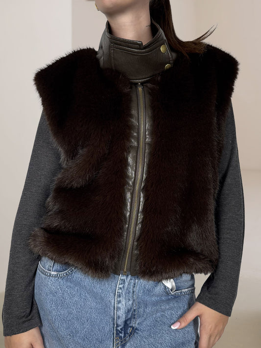 Gilet Eco Pelliccia Tensione In Moro