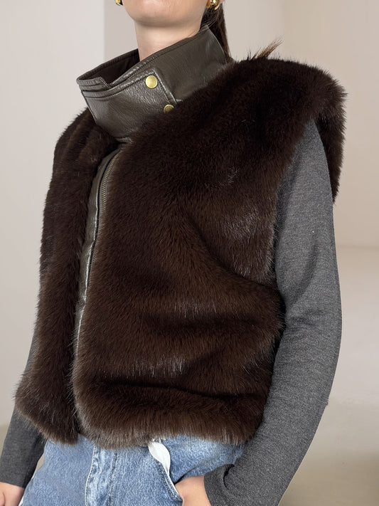 Gilet Eco Pelliccia Tensione In Moro