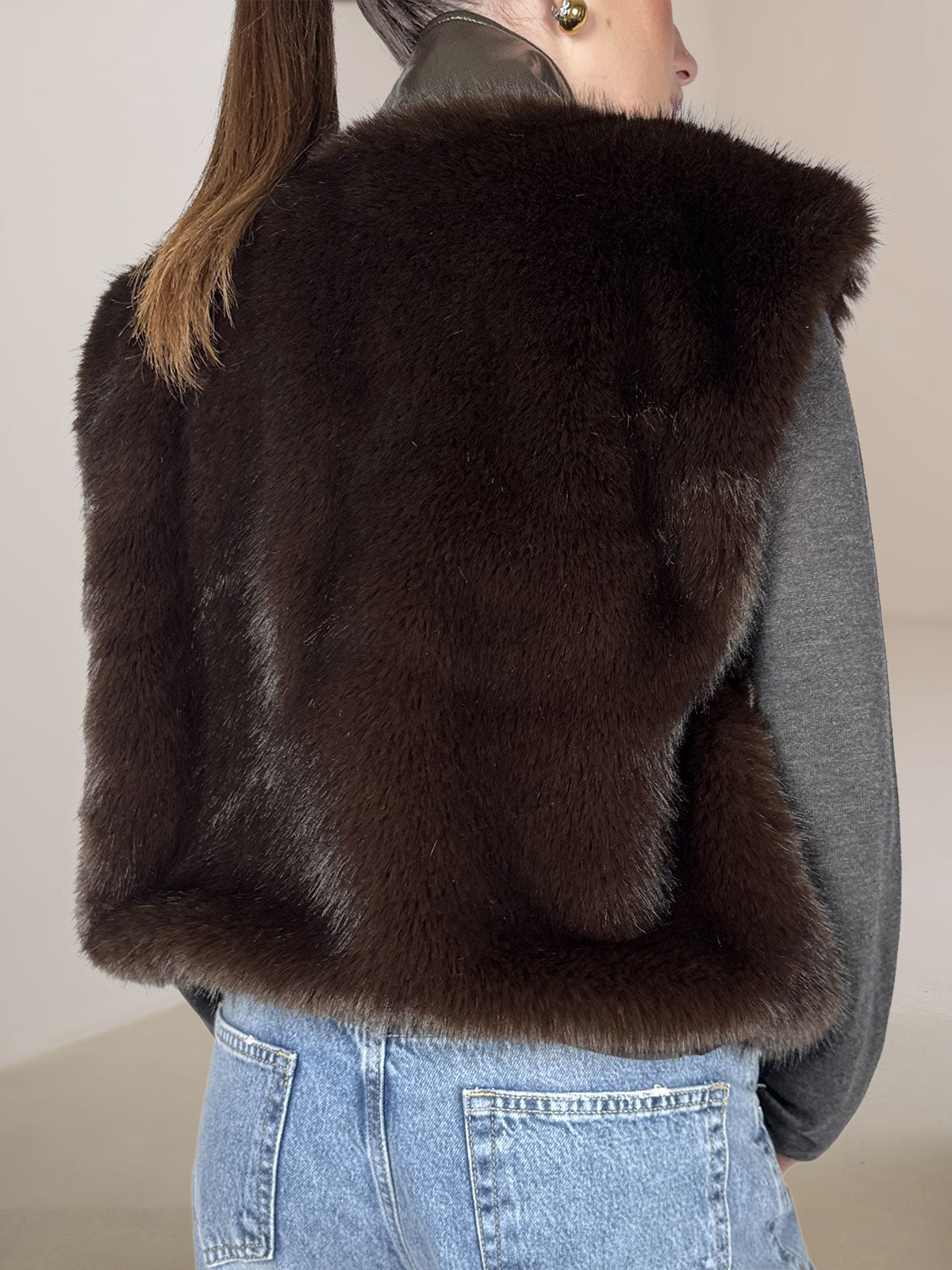 Gilet Eco Pelliccia Tensione In Moro