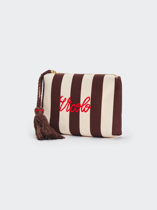 Pochette A Righe Vicolo Burro/Marrone