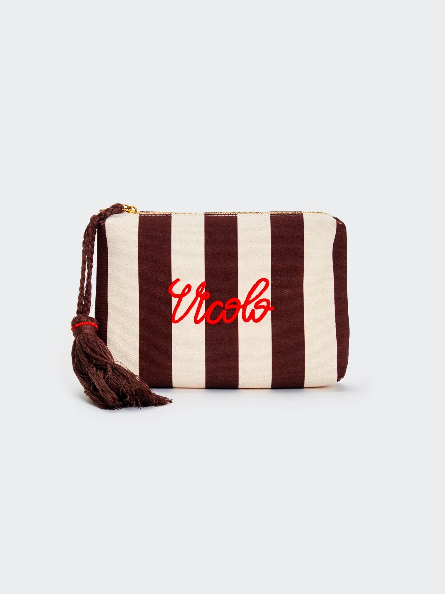 Pochette A Righe Vicolo Burro/Marrone
