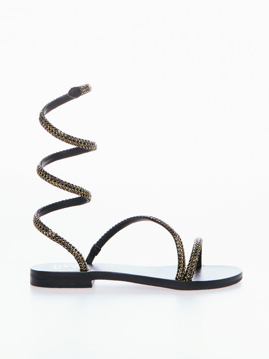 Sandalo Snake In Pelle FLEUR Nero