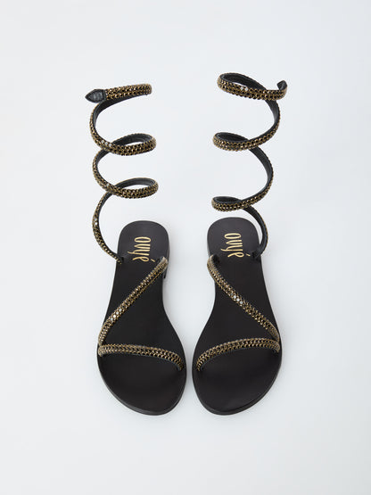 Sandalo Snake In Pelle FLEUR Nero