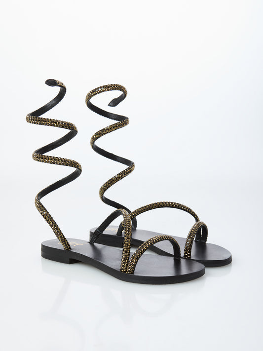 Sandalo Snake In Pelle FLEUR Nero