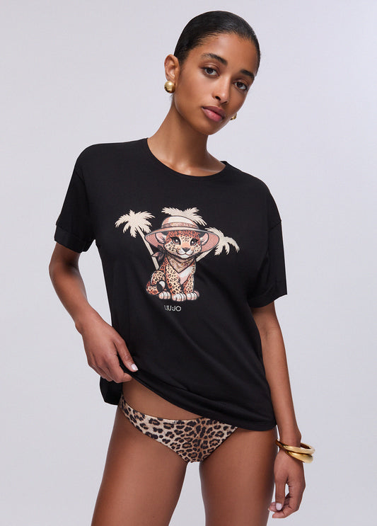 T-Shirt Con Stampa Liu.Jo Nera