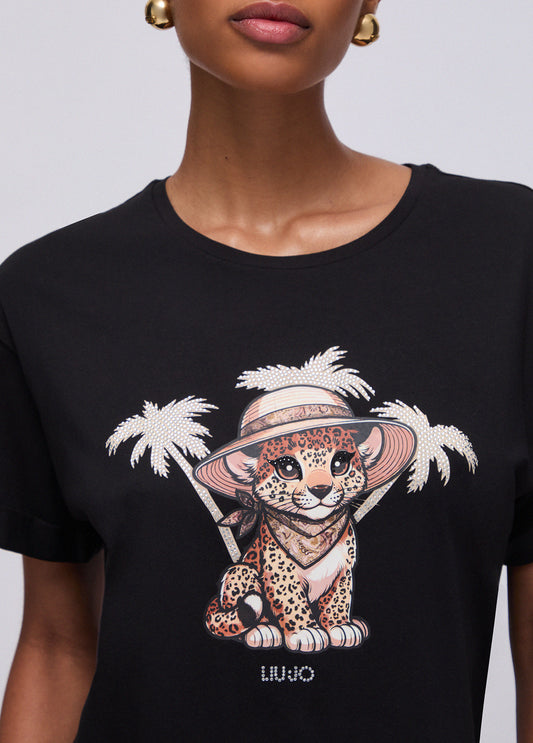 T-Shirt Con Stampa Liu.Jo Nera