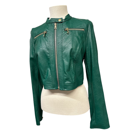 Giacca Ecopelle Crop Verde