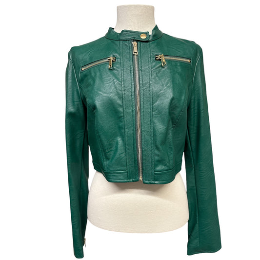 Giacca Ecopelle Crop Verde